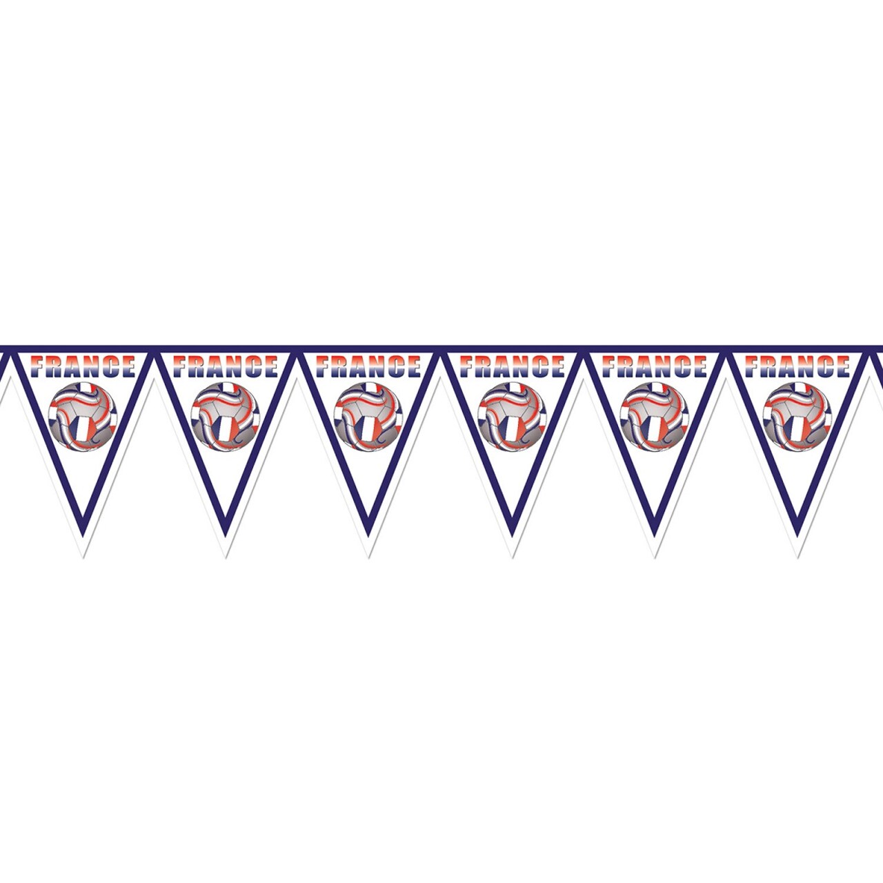 Beistle Pack of 6 Red, White and Blue "France" Soccer Themed Pennant Banner Party Decorations 7.4'